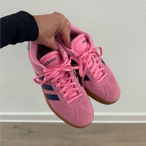 Adidas Women's Pink and Navy VL Court Platform Sneakers